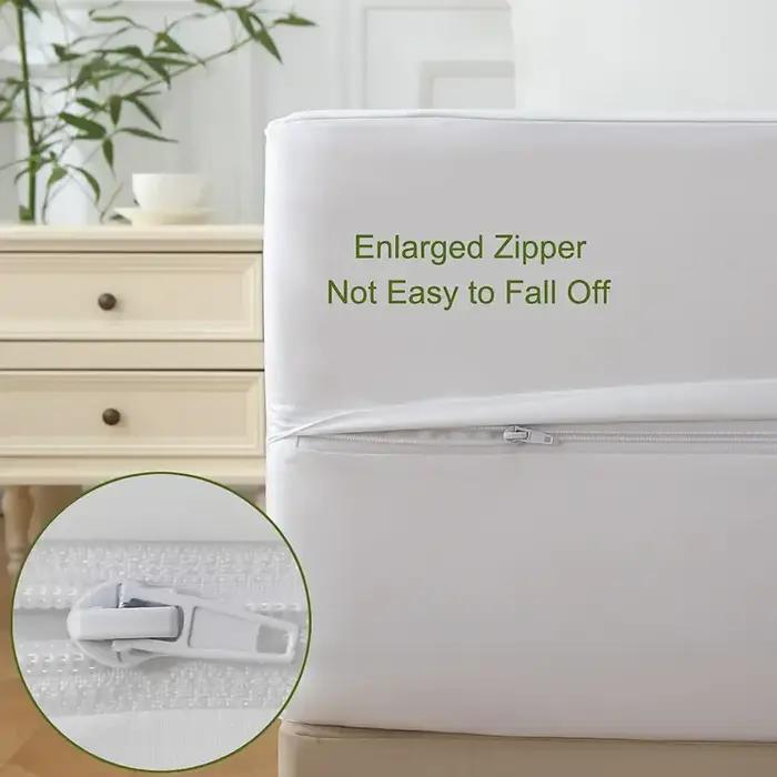 Protecteur de matelas imperméable à 6 côtés, enveloppe de matelas anti-poussière avec fermeture écla