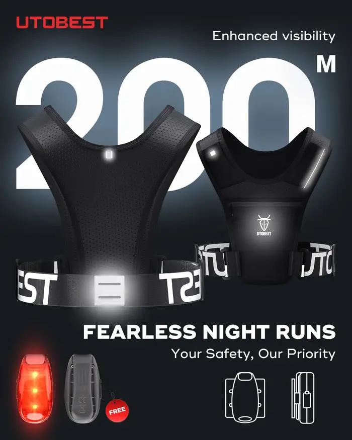 UTOBEST UTR111 Gilet de course léger avec sac de téléphone portable léger LED pour l'entraînement
