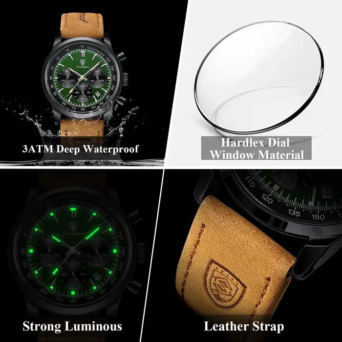 POEDAGAR mode Sport montre-bracelet pour hommes étanche lumineux chronographe militaire homme montre
