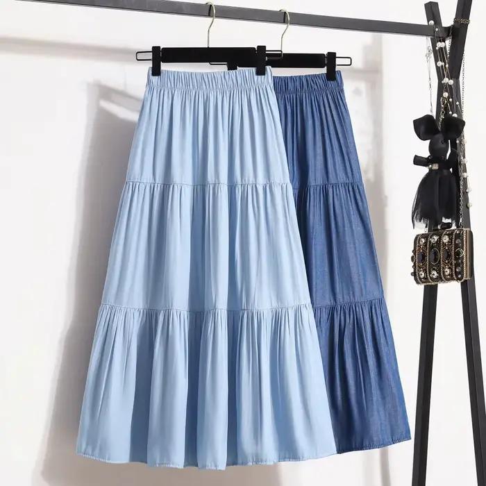 Jupe longue trapèze chic pour femme, taille haute élastique, patchwork blanc et noir, style vintage,