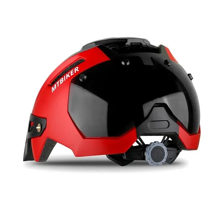 Casque de vélo homme avec lunettes de soleil intégrées visière anti-éblouissement protection contre les éclaboussures pour route et VTT