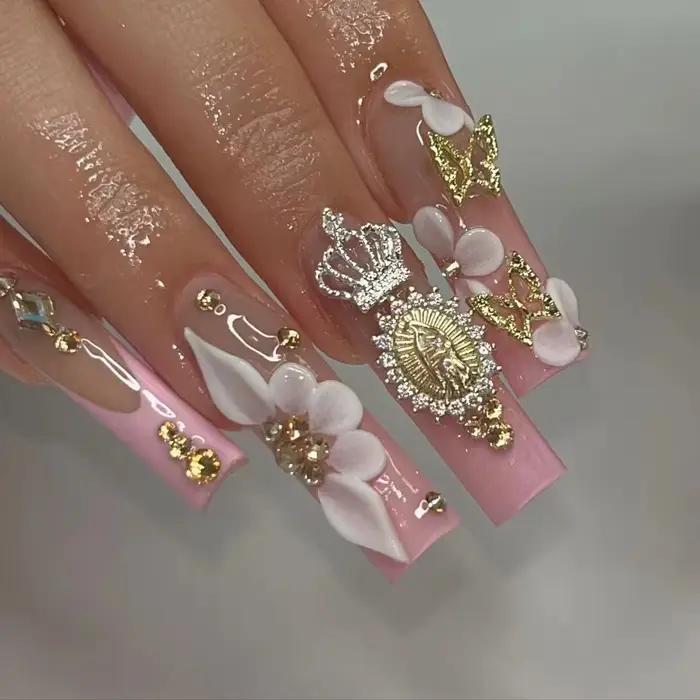 Breloques pour ongles, Design couronne, avec strass, accessoires pour Nail Art, fournitures pour fem