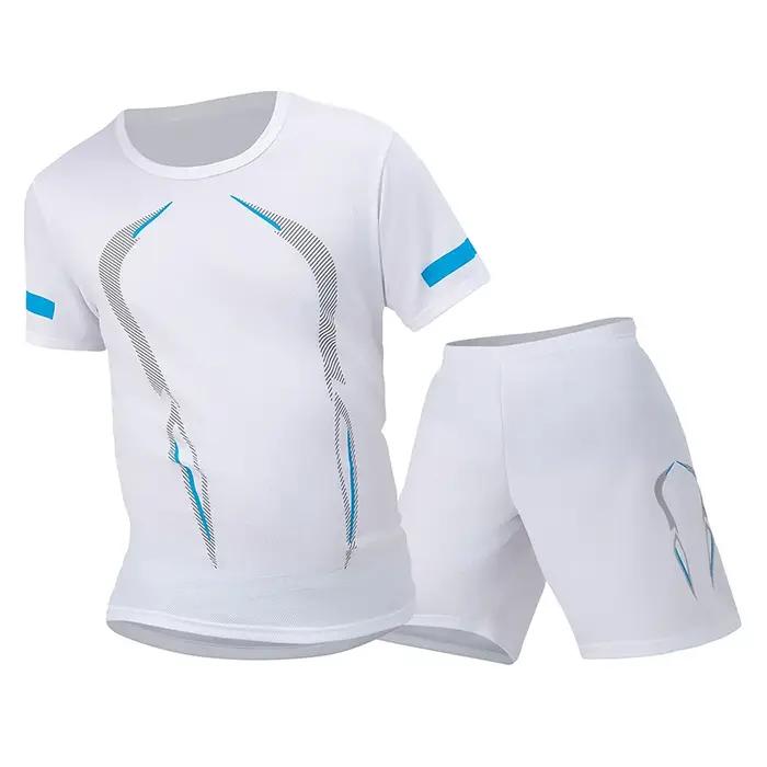 Combinaison de sport en maille respirante à séchage rapide pour hommes, 2 pièces, ample, grande tail