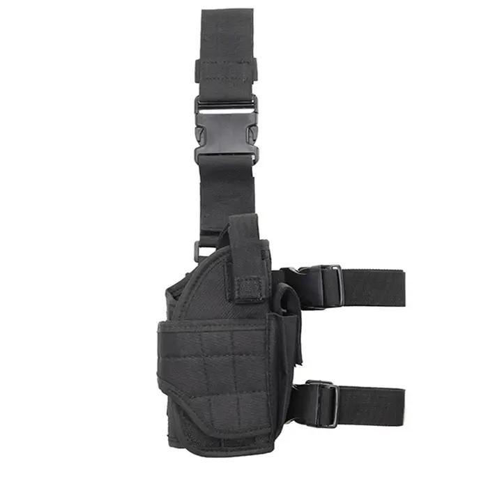 Étui tactique en cuir pour fusil court à porter à la cuisse, avec sangle de fixation pour la chasse,