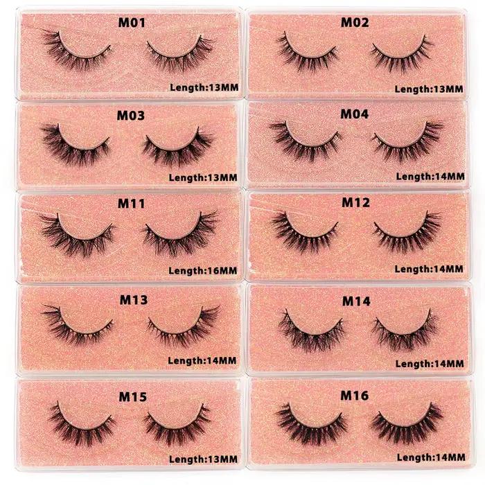 LEHUAMAO Maquiagem cils courts en vison naturel cils vaporeux moelleux Volume 12mm-15mm faux cils Ex