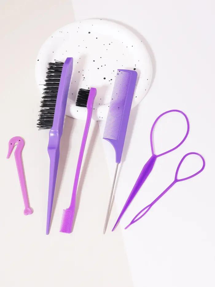 Ensemble de Peignes de Coiffure, Brosse à Queue Jolie tue, Outil de Tissage, Anneau, Coupe-artificie