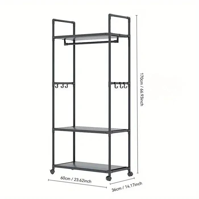 Support de Rangement avec Roulettes et Étagères pour Vêtements Organisateur Autoportant Durables Pour Chambre à Coucher Occasions Spéciales