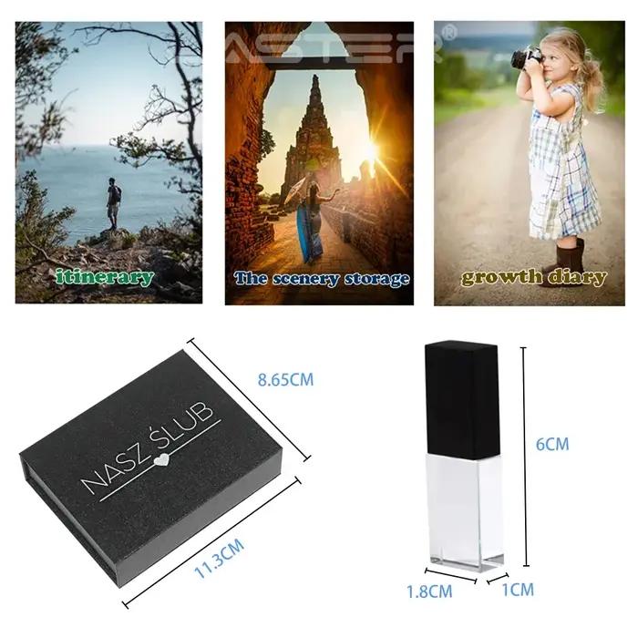 Clé USB en cristal uno avec logo personnalisé gratuit, clé USB, photographie créative, cadeaux de ma