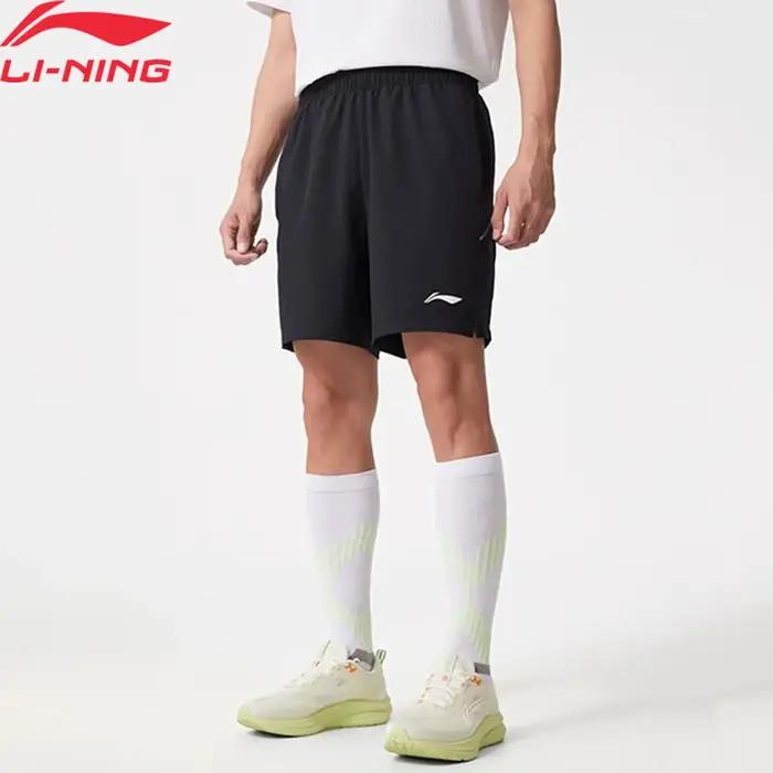 Li-Ning Short de course pour hommes AT DRY 88%Polyester 12%Spandex Coupe régulière Confortable Respi