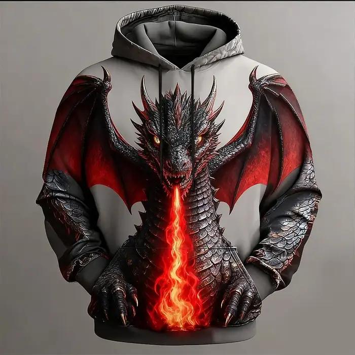 Sweat-shirt à capuche pour hommes, imprimé Dragon Clan Golden Dan, motif décontracté en Polyester, v