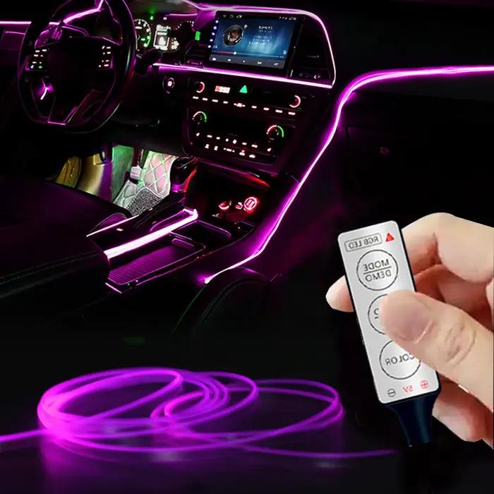 Lampe LED RVB télécommandée USB, câblage EL, bande lumineuse néon flexible, lampe pour voiture, esca