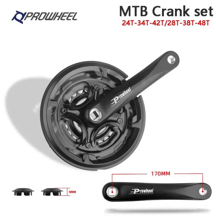 PROWHEEL pédalier de vélo 24-34-42T 28-38-48T 7/8/9 vitesses vtt jeu de manivelle de vélo 170mm trou