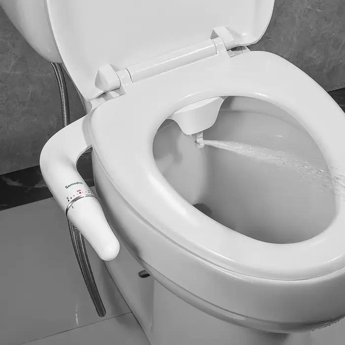 SAMODRA Bidet de toilette Ultra-mince, fixation de siège de toilette avec entrée en laiton, pression