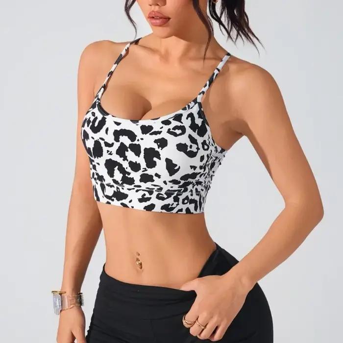 STOUREG été nouveau soutien-gorge de sport imprimé fleuri femmes sangle croisée soutien-gorge de Yog