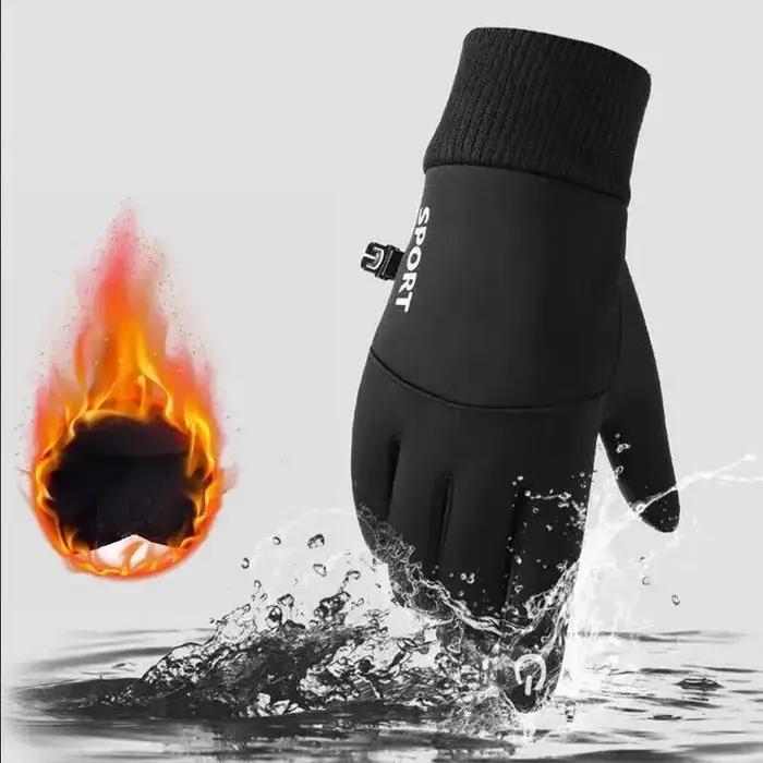 Gants étanches noirs pour écran tactile, gants de sourire, doigts complets, cyclisme, sports de plei