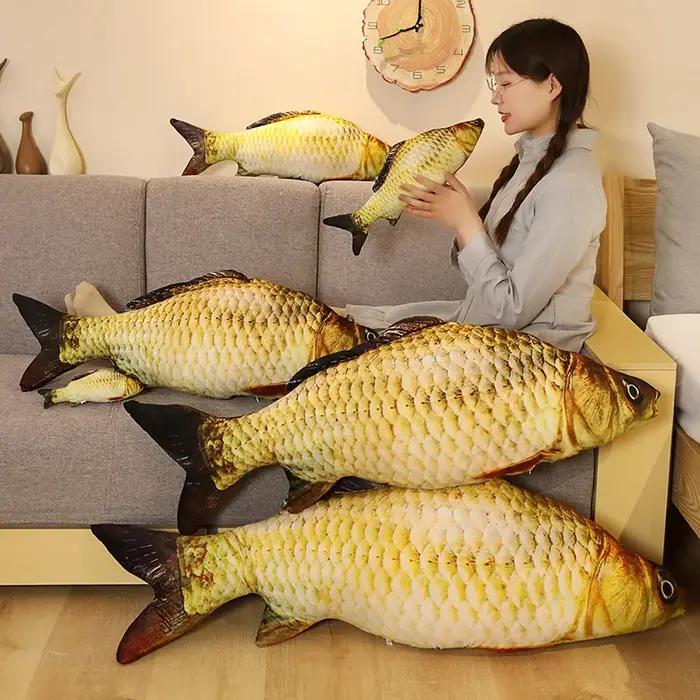 Jouets en peluche de poisson doré de Simulation 3D 30-120cm, 1 pièce, Animal doux en peluche, carpe,