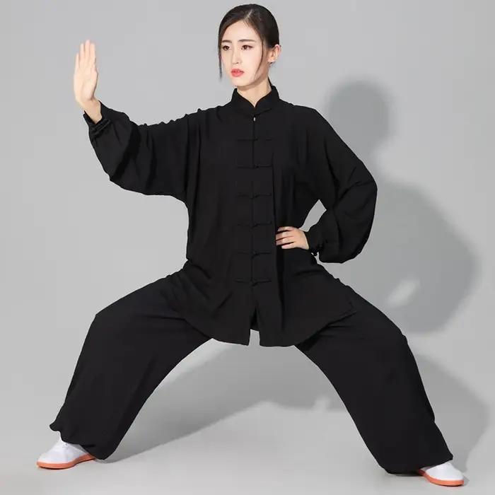 Costume Tai Chi en coton doux pour hommes et femmes, uniforme d'arts martiaux Kung Fu Wushu, veste e