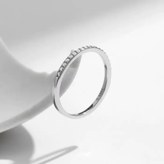 MODIAN Simple éternité Moissanite bague 925 en argent Sterling scintillant Simple mince anneaux de m