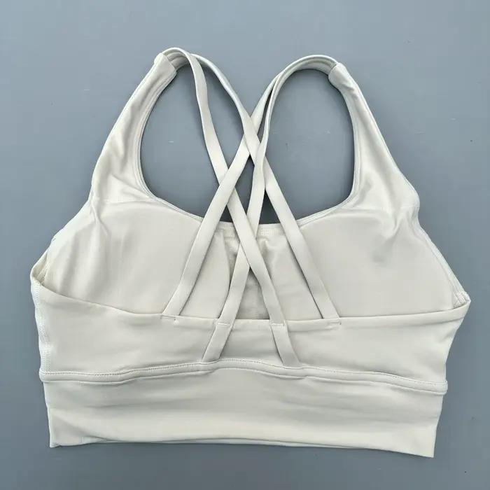 Soutien-gorge de fitness pour femmes dos croisé - Haut sportif antichoc avec coussinets push-up