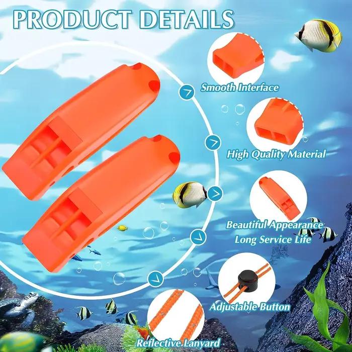 Sifflets de sécurité d'urgence avec lanière, gilets de sauvetage, canots de sauvetage, pêche, bateau