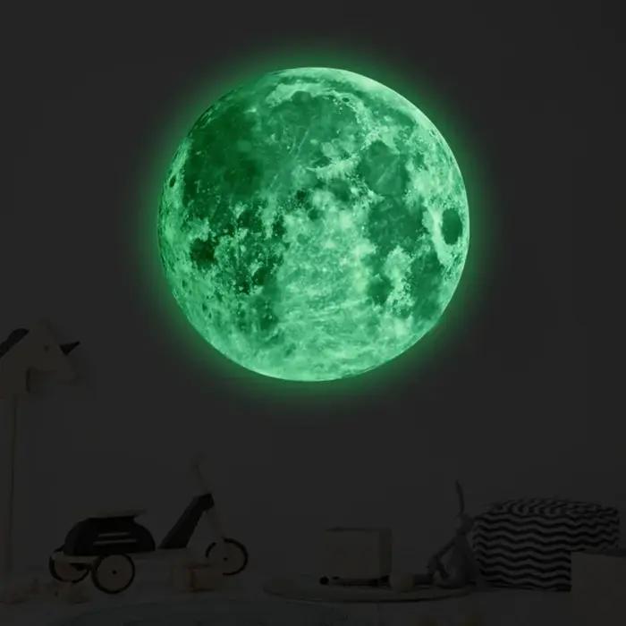 Offre spéciale 3D lune lumineuse autocollant mural lueur dans la nuit autocollant Fluorescent PVC ma