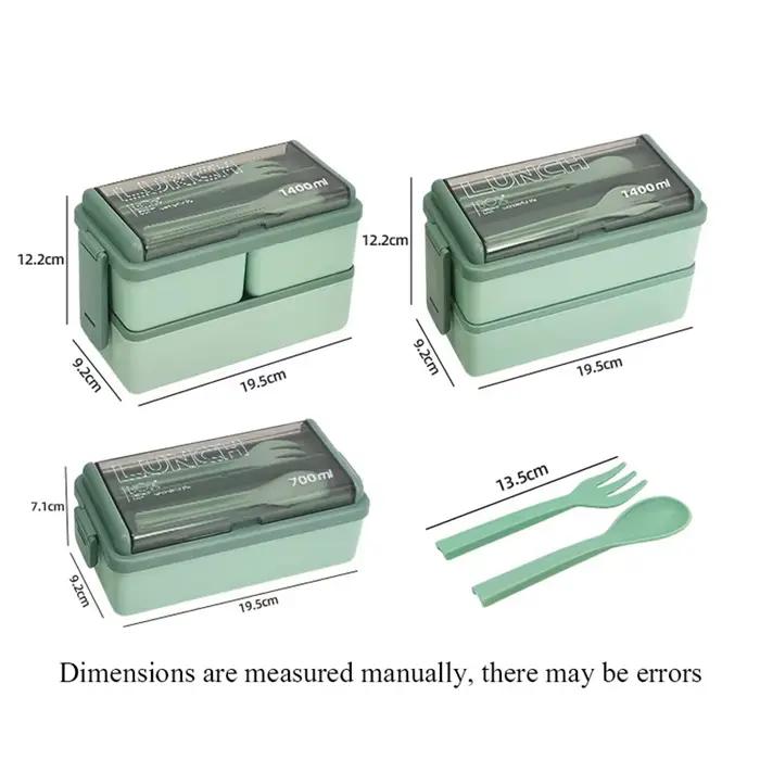 Boîte à déjeuner Portable Double couche pour enfants, avec fourchette et cuillère, boîtes à Bento po