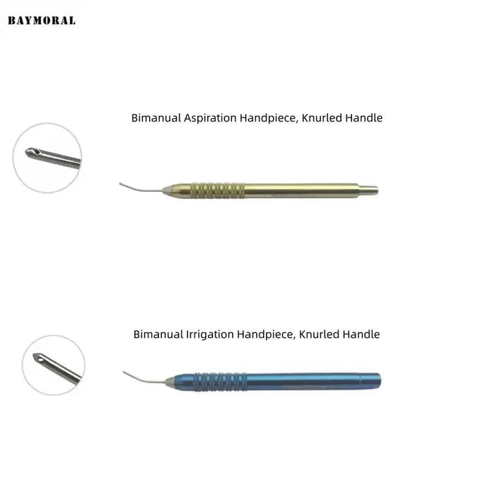 Pièce à main d'aspiration bimanuelle, instruments chirurgicaux ophtalmiques à poignée moletée pour l