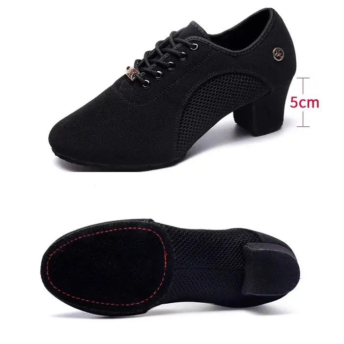 Chaussures de danse noires modernes pour femmes, chaussures de danse Salsa pour garçons, chaussures