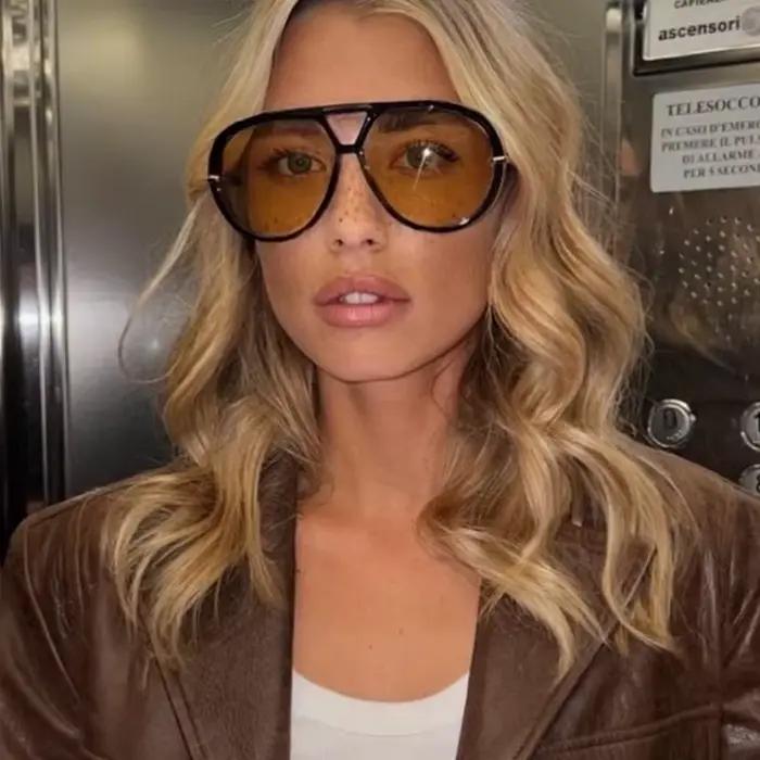 Femmes marque concepteur De luxe lunettes De soleil sexe Vintage surdimensionné lunettes De soleil f