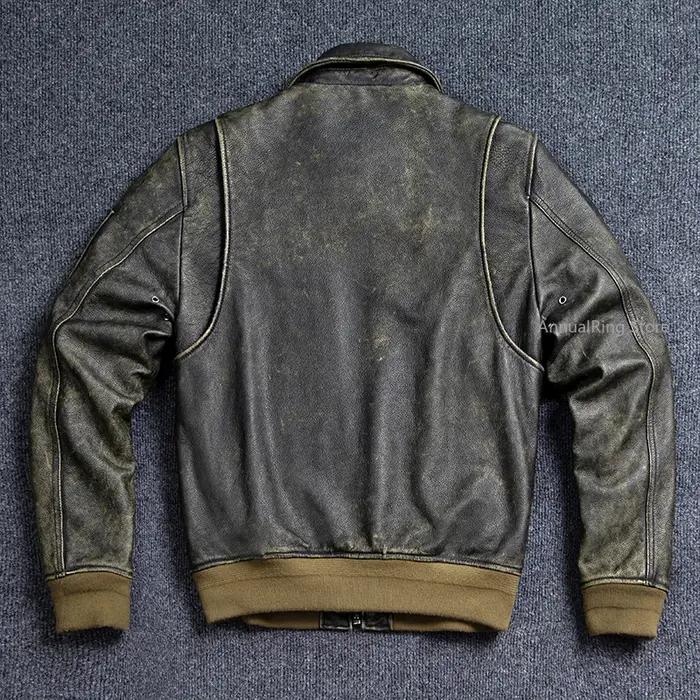 Veste bombardier en cuir véritable 45P, manteau Vintage grande taille en cuir de vache véritable, ti