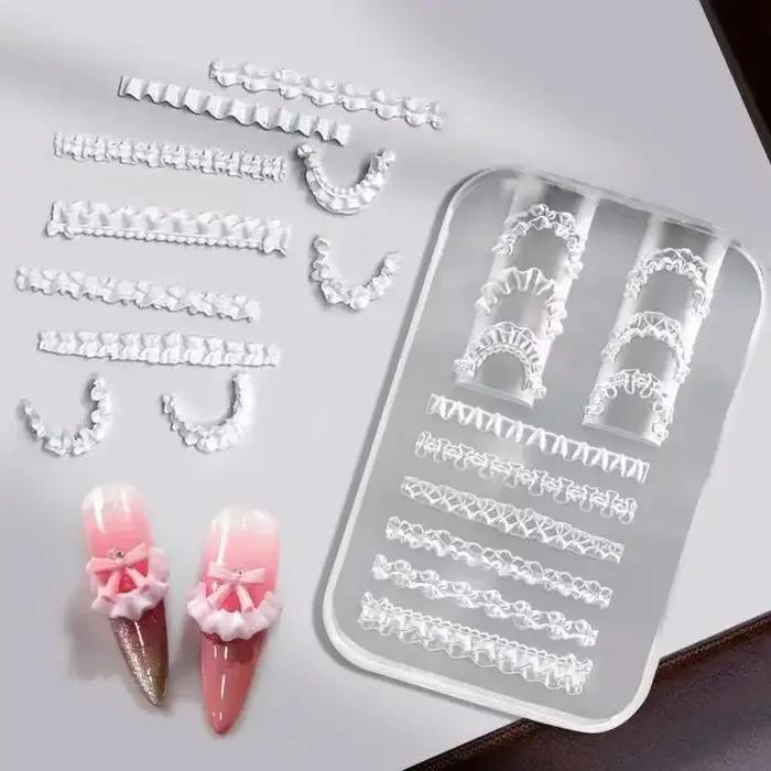 Jupe en dentelle française, soulagement 3D, moule pour Nail Art, modèle de sculpture en Silicone sou
