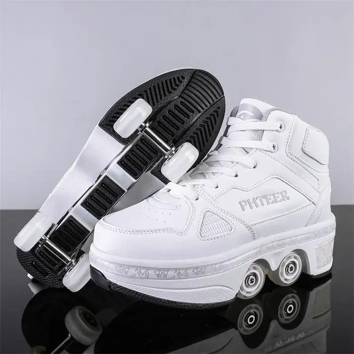 Chaussures de course pour garçons et filles, édition étudiante à quatre roues, chaussures de patinag