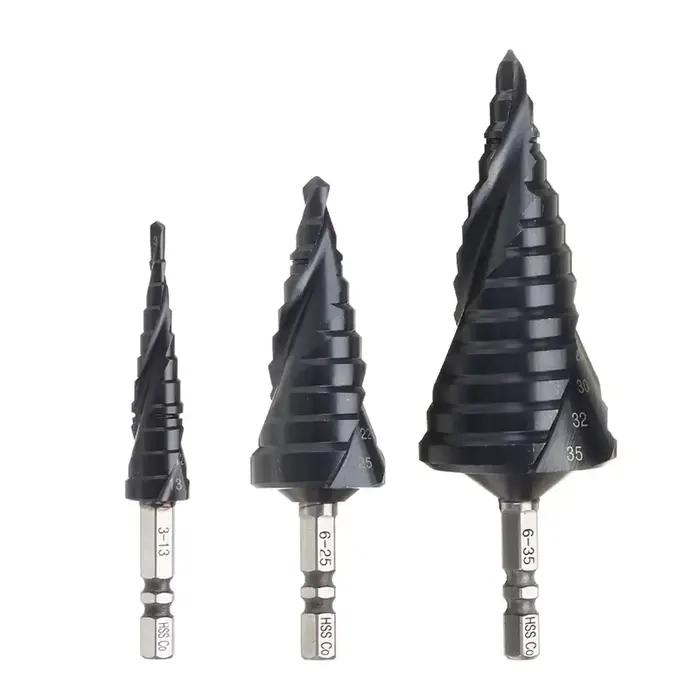 Foret étagé revêtu de TiAlN au Cobalt HRC89 M35, tige hexagonale de 1/4 pouces, ouvre-trou de perçag