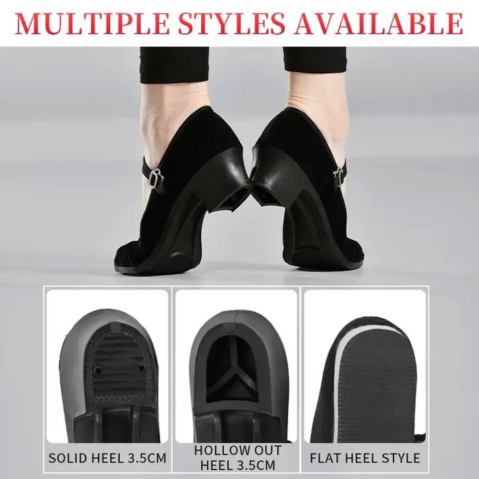 Chaussures de danse spécialisées pour adolescentes, chaussures de danse ethnique en tissu noir pour