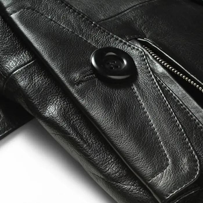 Mauroicardi-Manteau en Cuir PU Noir pour Femme, Manches sulf, Double Boutonnage, Élégant, Luxe, Styl