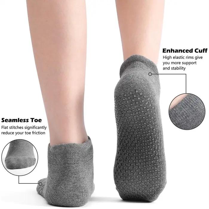 3 paires de chaussettes de yoga pour femmes, chaussettes de Pilates antidérapantes, chaussettes anti