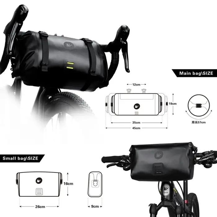 Rhinowalk – Sac de vélo étanche de grande capacité, sacoche de guidon, tube avant, 2 pièces, pour ca