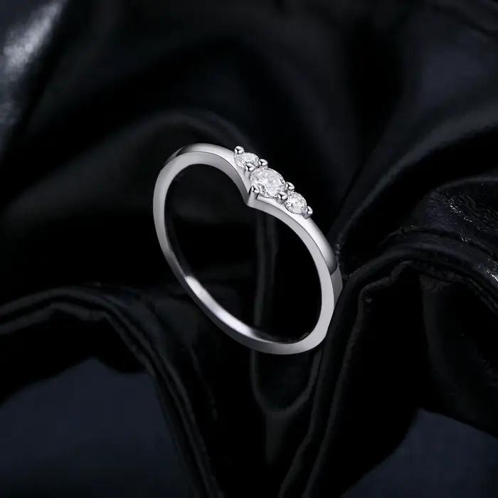 MODIAN Simple éternité Moissanite bague 925 en argent Sterling scintillant Simple mince bague de mar