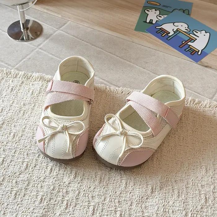 Chaussures pour enfants : Ballerines élégantes à nœud pour filles, semelle souple, style princesse,