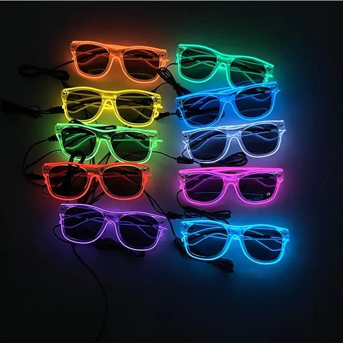 Lunettes lumineuses Led néon pour fête, fil EL, lunettes de soleil scintillantes, nouveauté, cadeau