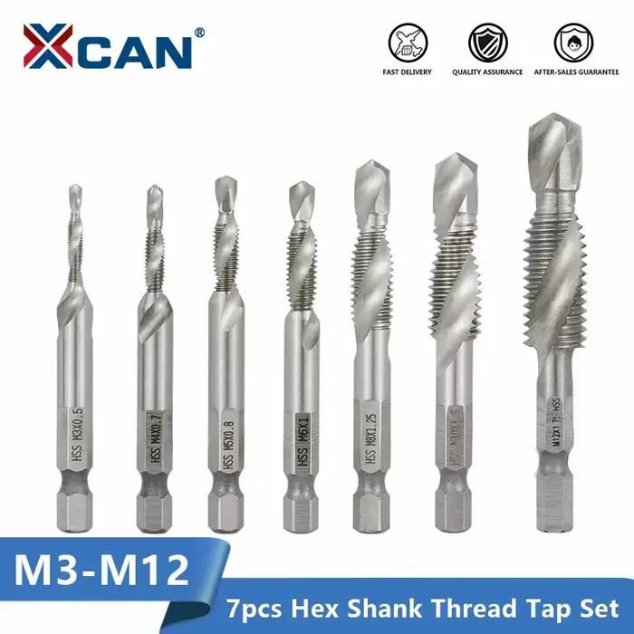 XCAN – taraud métrique à tige hexagonale, robinet composé et perceuse, flûte en spirale, filetage HS