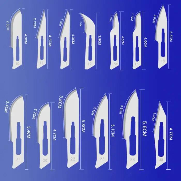 Lames chirurgicales stériles en acier au carbone, couteau de Scalpel pour bricolage, réparation de t