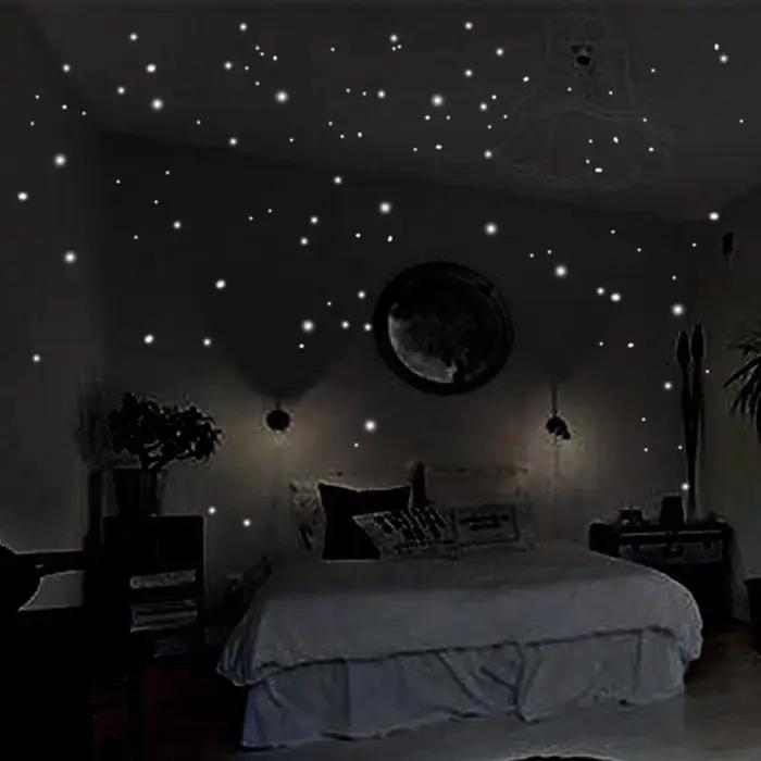 Autocollants muraux fluorescents, Point étoile lumineux 3D brillant 407 Gypsophila Bar fête, décorat