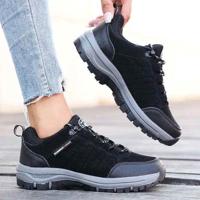 Chaussures de randonnée en daim rétro pour femmes, baskets à plateforme tactique, antidérapantes, po