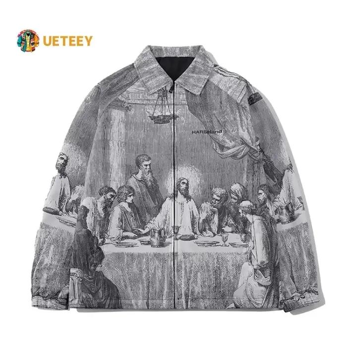Automne hommes veste surdimensionné peinture impression Couples mince vestes décontractée mâle femme