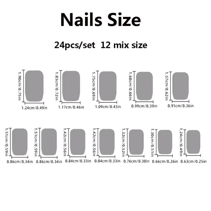 Faux ongles courts métalliques à embouts carrés, 24 pièces/ensemble, rouge, noir, rose, vert, bleu,