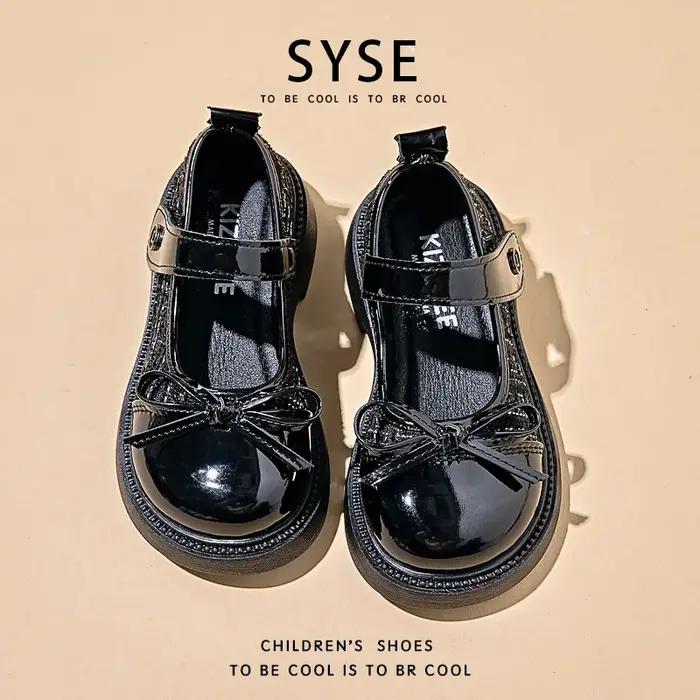 Chaussures plates pour filles, style patchwork, nœud tendance, chaussures en cuir pour enfants, chau