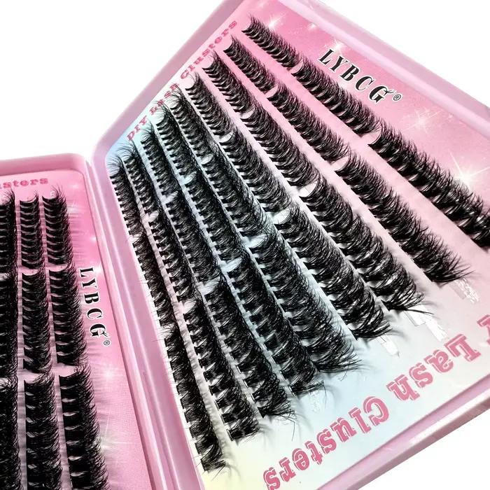 54 rangées 30D-100D 5D grappes de cils épais moelleux 9-16mm mélange vaporeux Extensions de cils ind