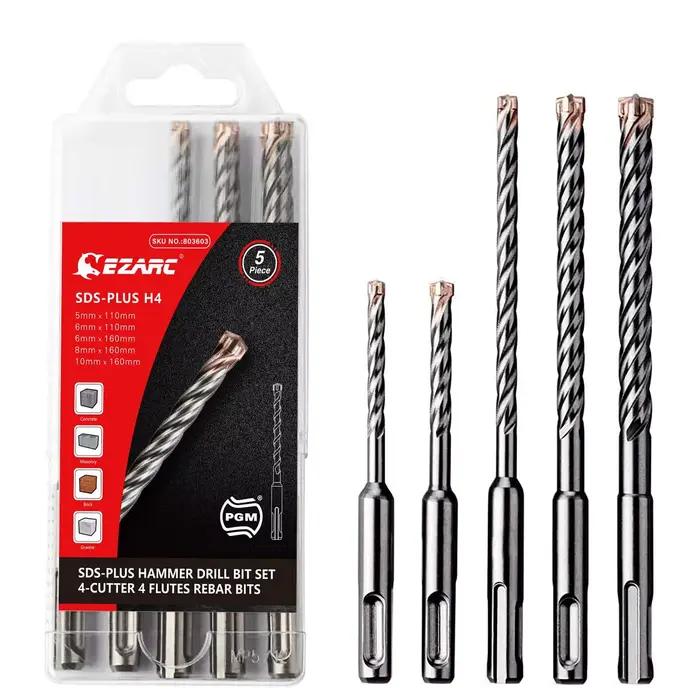 EZARC-Jeu de Forets à Marteau pour Béton Renforcé, Pointes en Carbure de Coupe 2/4, SDS-Plus, Marbre