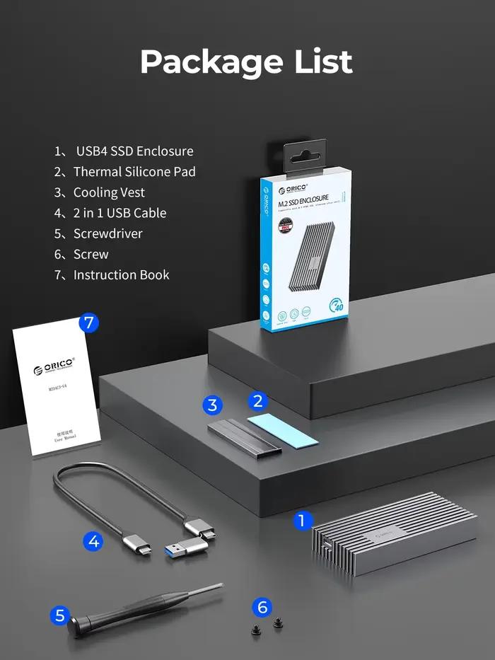 ORICO-Boîtier externe SSD NVMe M.2, USB 4, 40Gbps, PCIe 3.0x4, 20Gbps, 10Gbps, compatible avec Thund